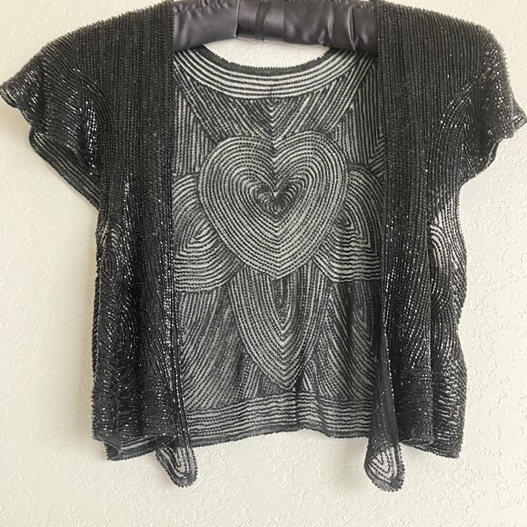 BLACK FULLY BEADED BOLERO / SHRUG - Picture 1 of 11